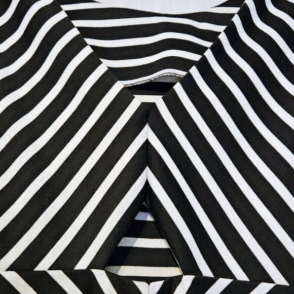 8.Bisou Bisou Michele Bohbot Striped Scoop Neck Sleeveless Bodycon Dress Size 16 - Picture 6 of 8